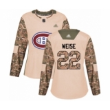 Women's Montreal Canadiens #22 Dale Weise Authentic Camo Veterans Day Practice Hockey Jersey