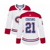 Women's Montreal Canadiens #21 Nick Cousins Authentic White Away Hockey Jersey