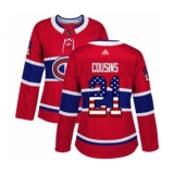 Women's Montreal Canadiens #21 Nick Cousins Authentic Red USA Flag Fashion Hockey Jersey