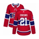 Women's Montreal Canadiens #21 Nick Cousins Authentic Red Home Hockey Jersey
