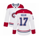 Women's Montreal Canadiens #17 Brett Kulak Authentic White Away Hockey Jersey