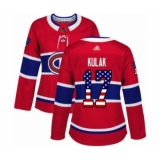 Women's Montreal Canadiens #17 Brett Kulak Authentic Red USA Flag Fashion Hockey jersey