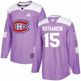Men's Adidas Montreal Canadiens #15 Jesperi Kotkaniemi Authentic Purple Fights Cancer Practice NHL Jersey