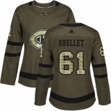 Women's Adidas Montreal Canadiens #61 Xavier Ouellet Authentic Green Salute to Service NHL Jersey