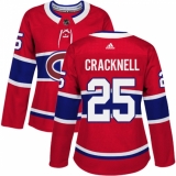 Women's Adidas Montreal Canadiens #25 Adam Cracknell Authentic Red Home NHL Jersey