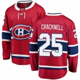Youth Montreal Canadiens #25 Adam Cracknell Authentic Red Home Fanatics Branded Breakaway NHL Jersey