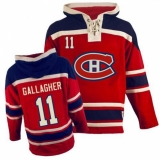 Youth Old Time Hockey Montreal Canadiens #11 Brendan Gallagher Authentic Red Sawyer Hooded Sweatshirt NHL Jersey