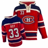 Men's Old Time Hockey Montreal Canadiens #33 Patrick Roy Authentic Red Sawyer Hooded Sweatshirt NHL Jersey
