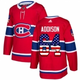 Women's Adidas Montreal Canadiens #64 Jeremiah Addison Authentic Red USA Flag Fashion NHL Jersey