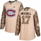 Youth Adidas Montreal Canadiens #17 Torrey Mitchell Authentic Camo Veterans Day Practice NHL Jersey