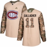 Men's Adidas Montreal Canadiens #11 Brendan Gallagher Authentic Camo Veterans Day Practice NHL Jersey