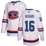 Youth Adidas Montreal Canadiens #16 Henri Richard Authentic White 2017 100 Classic NHL Jersey