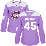 Women's Adidas Montreal Canadiens #45 Joe Morrow Authentic Purple Fights Cancer Practice NHL Jersey