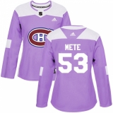 Women's Adidas Montreal Canadiens #53 Victor Mete Authentic Purple Fights Cancer Practice NHL Jersey
