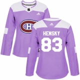 Women's Adidas Montreal Canadiens #83 Ales Hemsky Authentic Purple Fights Cancer Practice NHL Jersey