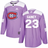 Youth Adidas Montreal Canadiens #23 Bob Gainey Authentic Purple Fights Cancer Practice NHL Jersey