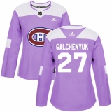 Women's Adidas Montreal Canadiens #27 Alex Galchenyuk Authentic Purple Fights Cancer Practice NHL Jersey