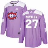 Youth Adidas Montreal Canadiens #27 Alexei Kovalev Authentic Purple Fights Cancer Practice NHL Jersey