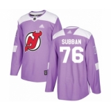 Youth New Jersey Devils #76 P. K. Subban Authentic Purple Fights Cancer Practice Hockey Jersey