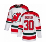 Youth Adidas New Jersey Devils #30 Martin Brodeur Authentic White Alternate NHL Jersey