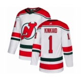 Men's Adidas New Jersey Devils #1 Keith Kinkaid Authentic White Alternate NHL Jersey