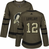Women's Adidas New Jersey Devils #12 Ben Lovejoy Authentic Green Salute to Service NHL Jersey