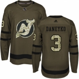 Men's Adidas New Jersey Devils #3 Ken Daneyko Authentic Green Salute to Service NHL Jersey