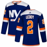 Men's Adidas New York Islanders #2 Nick Leddy Premier Blue Alternate NHL Jersey
