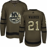 Men's Adidas New York Islanders #21 Chris Wagner Premier Green Salute to Service NHL Jersey