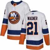 Men's Adidas New York Islanders #21 Chris Wagner Authentic White Away NHL Jersey