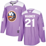 Men's Adidas New York Islanders #21 Chris Wagner Authentic Purple Fights Cancer Practice NHL Jersey