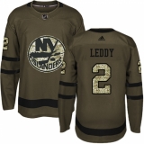Men's Adidas New York Islanders #2 Nick Leddy Premier Green Salute to Service NHL Jersey