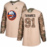 Youth Adidas New York Islanders #91 John Tavares Authentic Camo Veterans Day Practice NHL Jersey