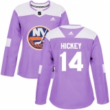Women's Adidas New York Islanders #14 Thomas Hickey Authentic Purple Fights Cancer Practice NHL Jersey