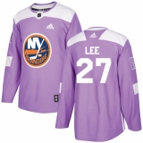 Youth Adidas New York Islanders #27 Anders Lee Authentic Purple Fights Cancer Practice NHL Jersey