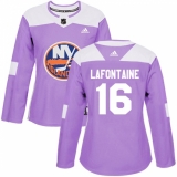 Women's Adidas New York Islanders #16 Pat LaFontaine Authentic Purple Fights Cancer Practice NHL Jersey
