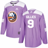 Youth Adidas New York Islanders #9 Clark Gillies Authentic Purple Fights Cancer Practice NHL Jersey
