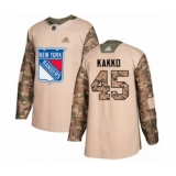 Men's New York Rangers #45 Kaapo Kakko Authentic Camo Veterans Day Practice Hockey Jersey