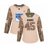 Women's New York Rangers #45 Kaapo Kakko Authentic Camo Veterans Day Practice Hockey Jersey