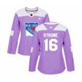 Women's New York Rangers #16 Ryan Strome Authentic Purple Fights Cancer Practice Hockey Jersey