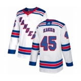 Youth New York Rangers #45 Kaapo Kakko Authentic White Away Hockey Jersey