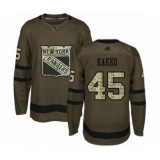Youth New York Rangers #45 Kaapo Kakko Authentic Green Salute to Service Hockey Jersey