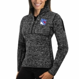 New York Rangers Antigua Women's Fortune Zip Pullover Sweater Charcoal