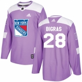 Men's Adidas New York Rangers #28 Chris Bigras Authentic Purple Fights Cancer Practice NHL Jersey