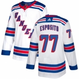 Men's Reebok New York Rangers #77 Phil Esposito Authentic White Away NHL Jersey