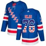 Youth Adidas New York Rangers #76 Brady Skjei Authentic Royal Blue USA Flag Fashion NHL Jersey