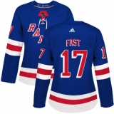 Women's Adidas New York Rangers #17 Jesper Fast Premier Royal Blue Home NHL Jersey