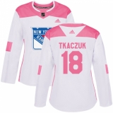 Women's Adidas New York Rangers #18 Walt Tkaczuk Authentic White/Pink Fashion NHL Jersey