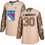 Men's Adidas New York Rangers #30 Henrik Lundqvist Authentic Camo Veterans Day Practice NHL Jersey