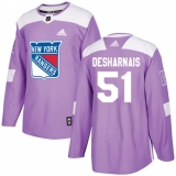 Men's Adidas New York Rangers #51 David Desharnais Authentic Purple Fights Cancer Practice NHL Jersey